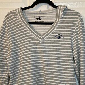 Disney Gray Striped Hoodie Sweatshirt